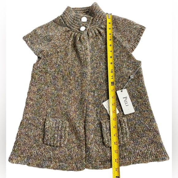Puli Women’s Big Button Knit Sweater Vest Brown Multicolor Turtleneck S NWT - Picture 6 of 8
